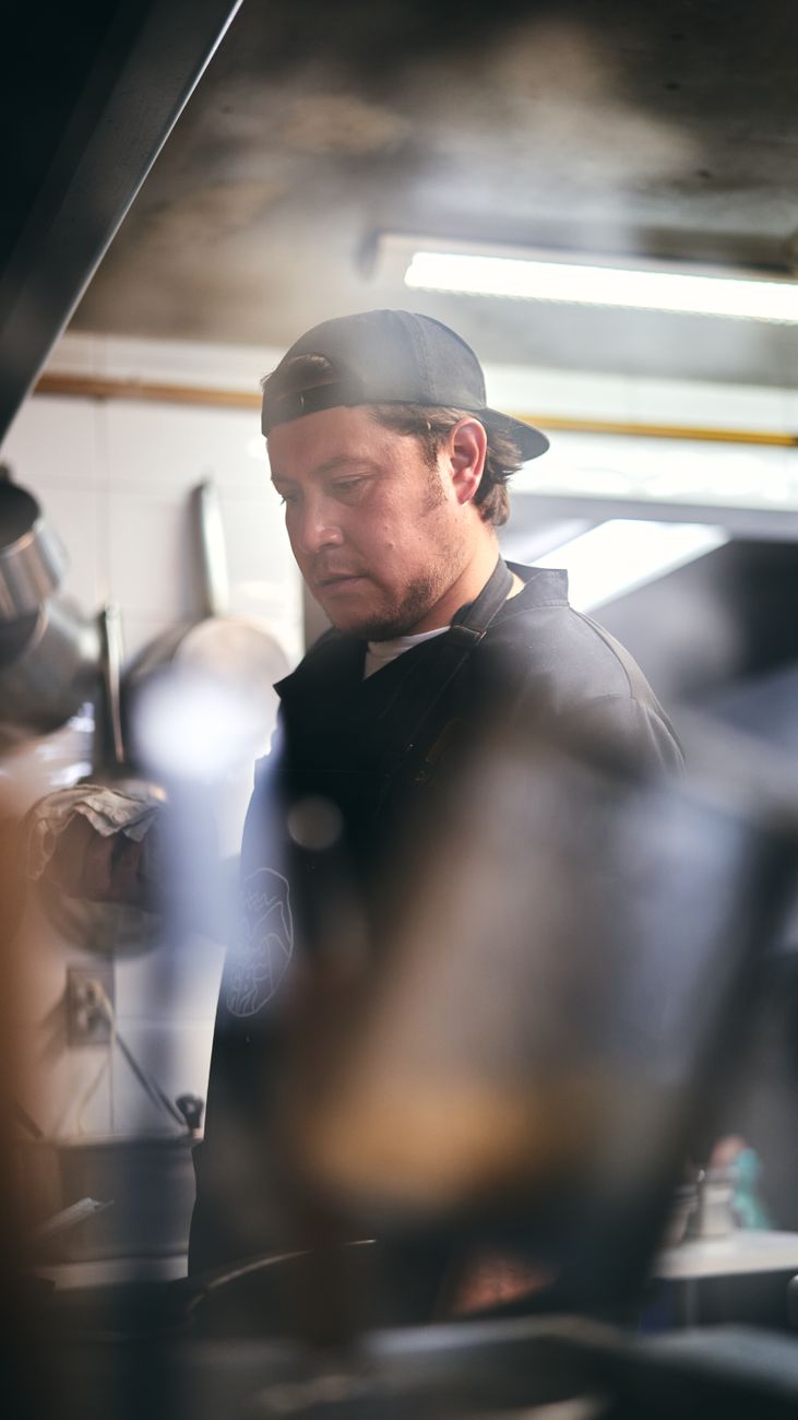 chef focused in professional kitchen